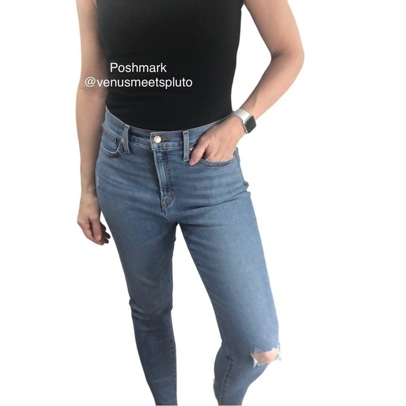 J.Crew Jeans Women’s Sz 29 Toothpick Distressed Light Wash Stretch High Rise - Picture 1 of 8